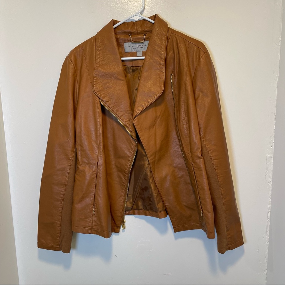 Marc New‎ York Brown Faux Leather Jacket women’s size large